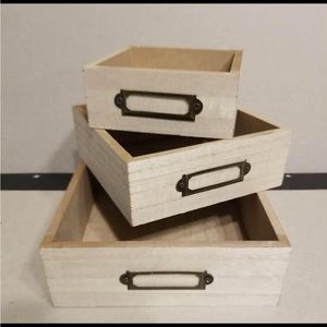 🌸 4 for $20 3pc Wood Nesting Boxes With bras label holders great for an office